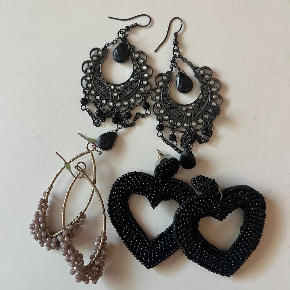 Lot of 3 Three Chandelier Earrings